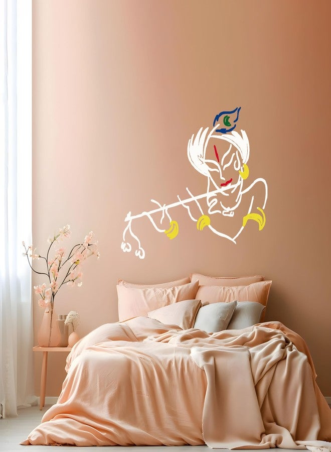 StenCart Stencil for Wall Painting Home, Krishna with Flute DIY Reusable Stencil Design for Wall Decoration (16 inchx24 inch)-Suitable for Pooja Room, Home & Office (Pack of 1) - Image 1